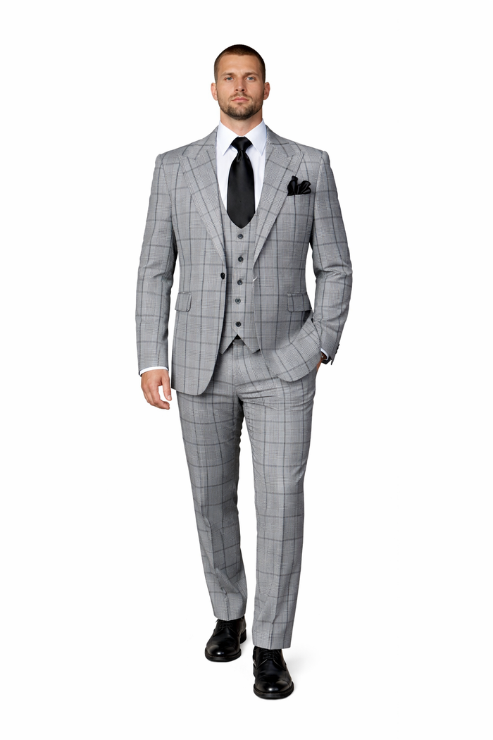 Granite Kensington Check 3-Piece Tailored Suit