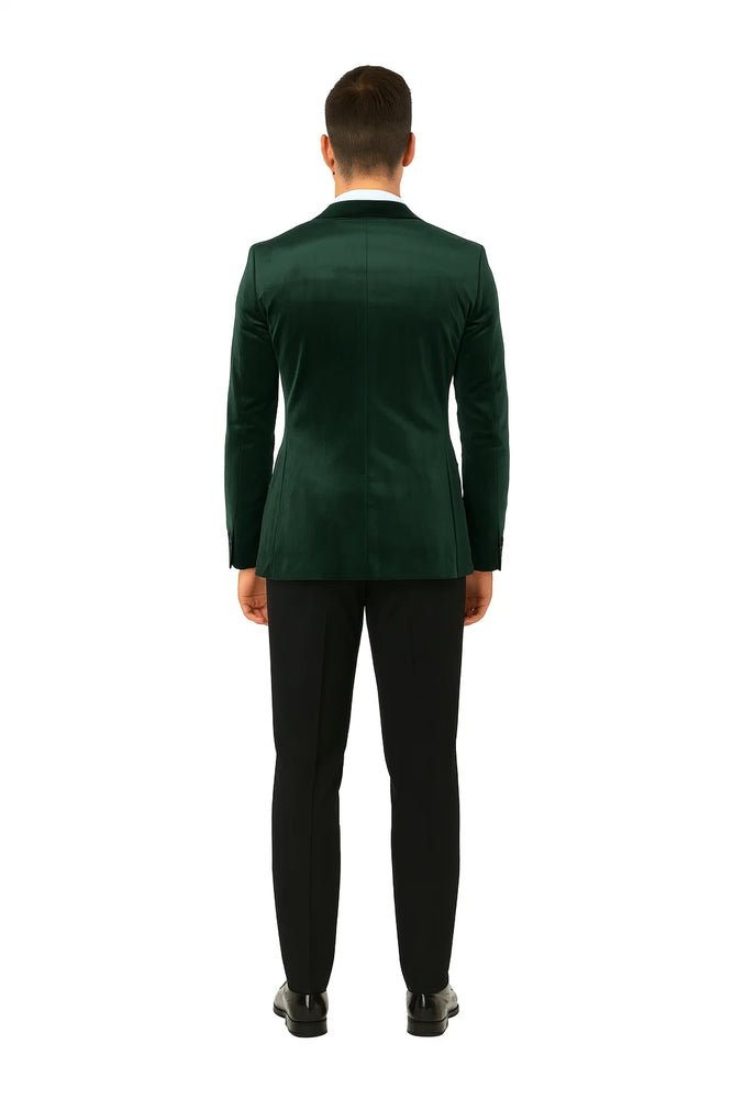 Green Velvet Double Breasted Tuxedo Jacket – Wedding & Prom