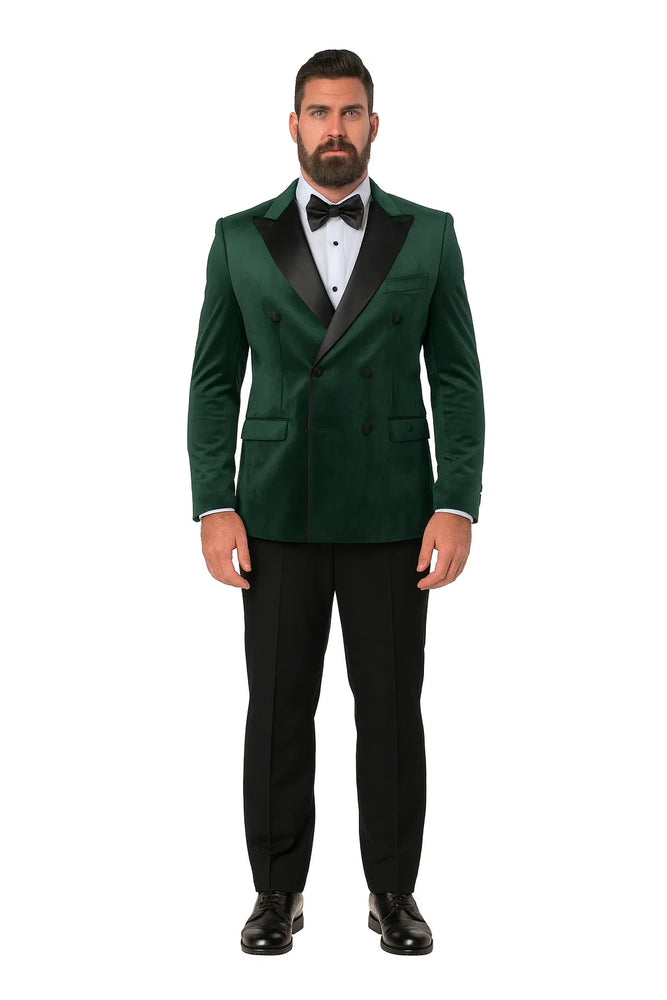 Green Velvet Double Breasted Tuxedo Jacket – Wedding & Prom