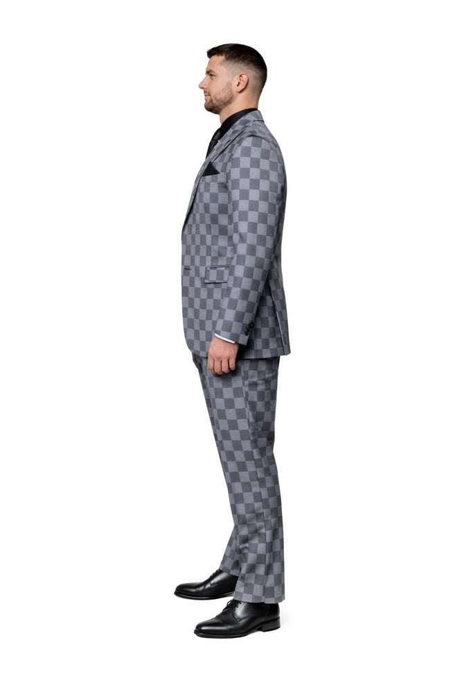 Grey Checkerboard Elite 3-Piece Tailored Suit by Rossiman