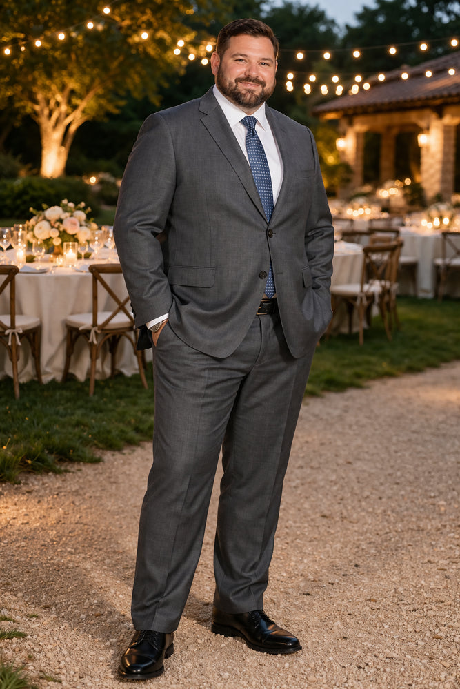 Mens Mantoni Gray Suit – Classic 2 Piece Grey Suit for Wedding, Business and Formal Wear