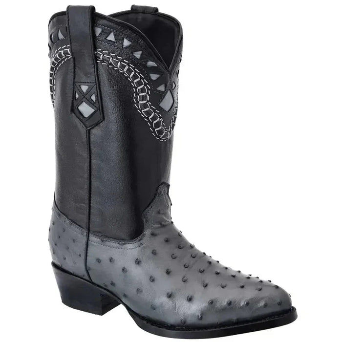 Mens White Diamond Boot Grey Ostrich Cowboy Boots J-Toe