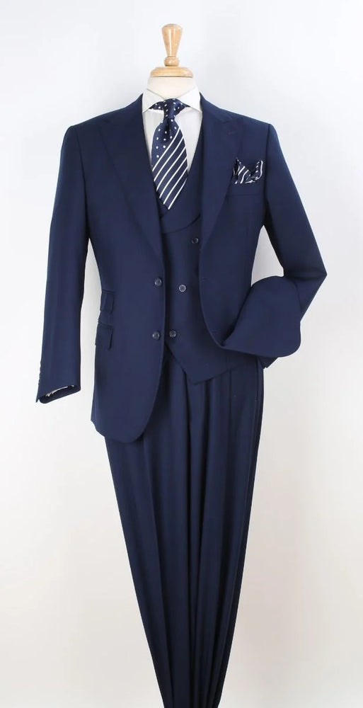 Apollo King Men's Outlet 3pc 100% Wool Suit Zigzag Vest