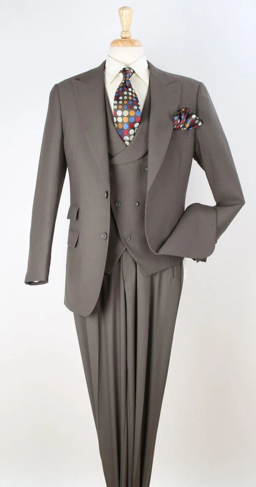 Apollo King Men's Outlet 3pc 100% Wool Suit Zigzag Vest