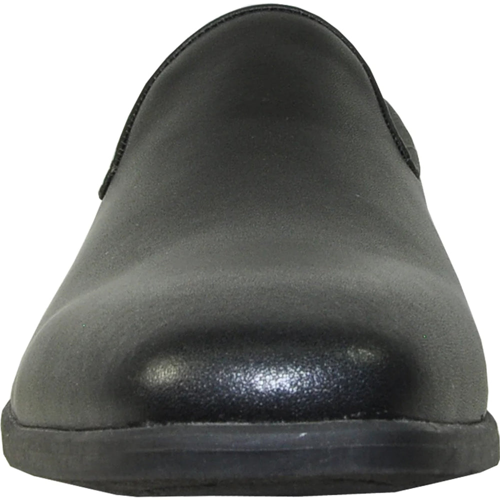 Bravo Mens Classic Plain Toe Slip on Loafer Dress Shoe in Black
