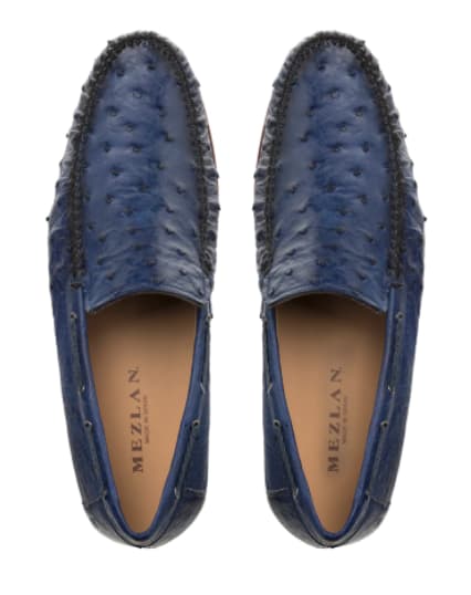Genuine Ostrich Moccasin Slip On Jeans  By Mezlan Made In Spain Brand
