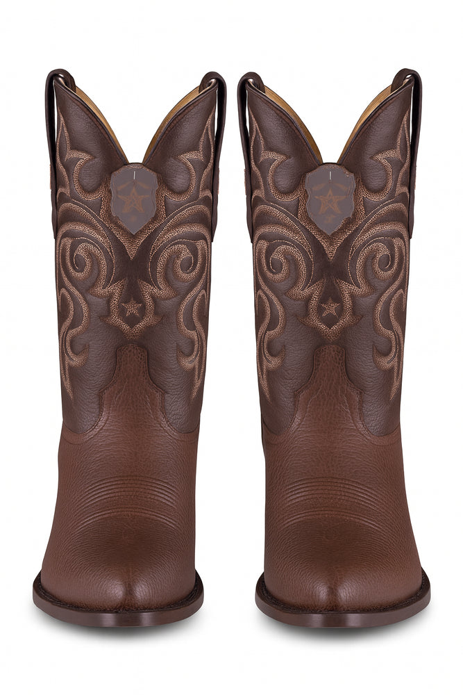 Men's Brown Sharkskin J-Toe Cowboy Boots: Los Altos Western Dress Boots