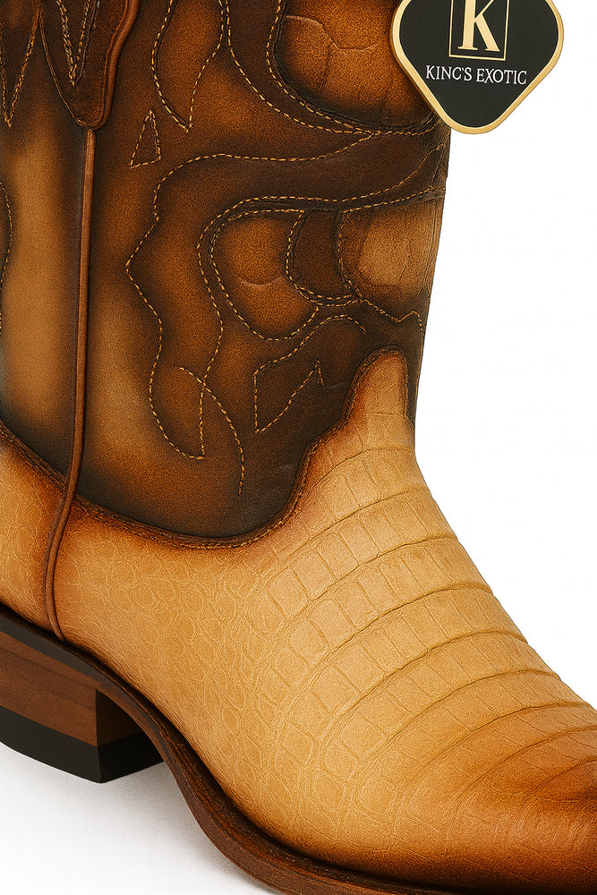 King Exotic Men's Caiman Belly Snip Toe Boots