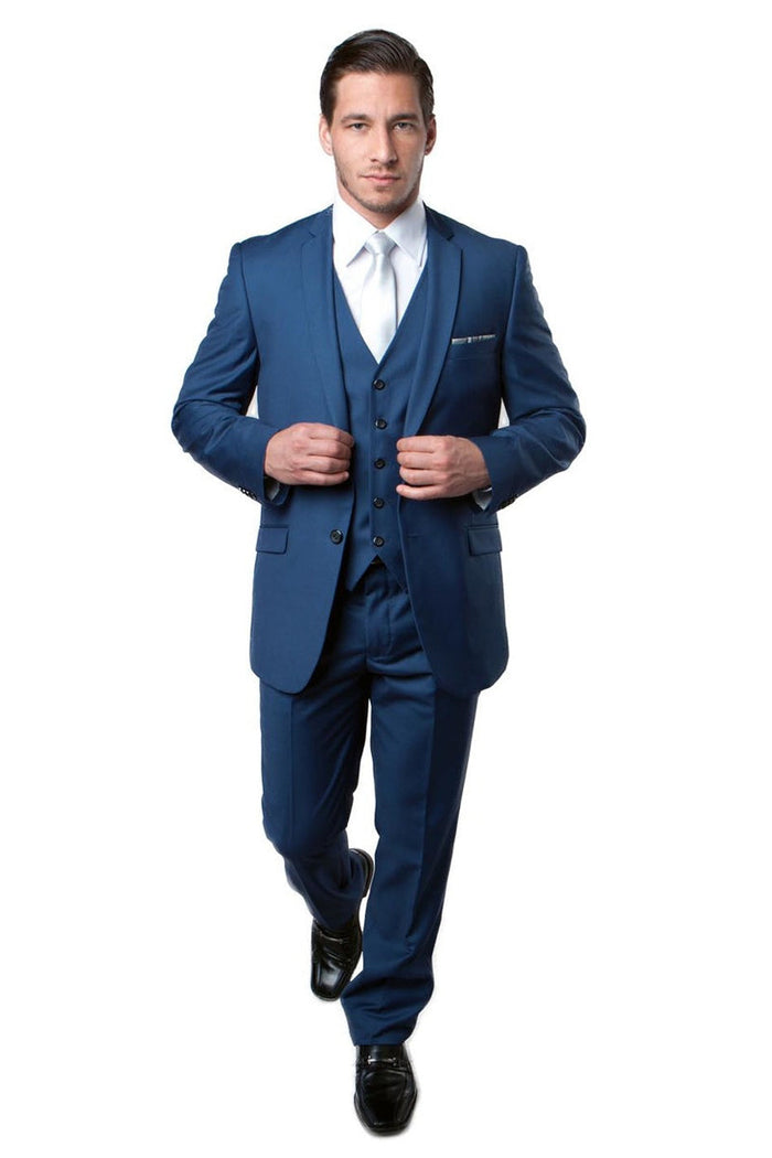 Men's Indigo Blue Slim Fit Wedding Suit by Tazzio Suits