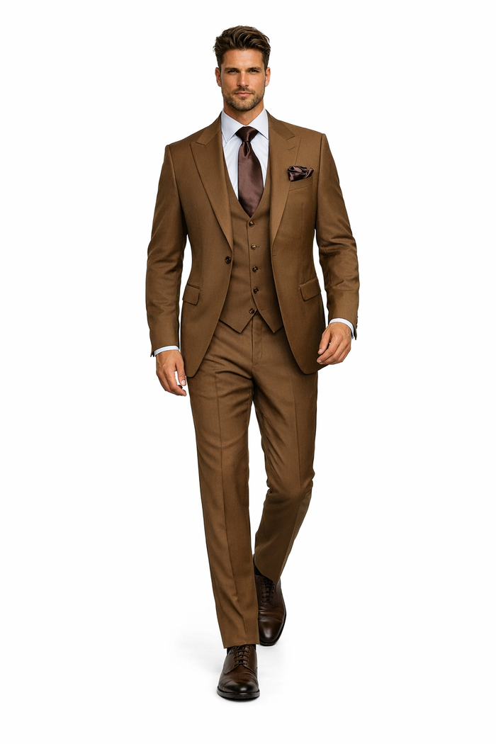 Chestnut Monarch Brown 3-Piece Gentleman's Tailor Suit by Rossiman