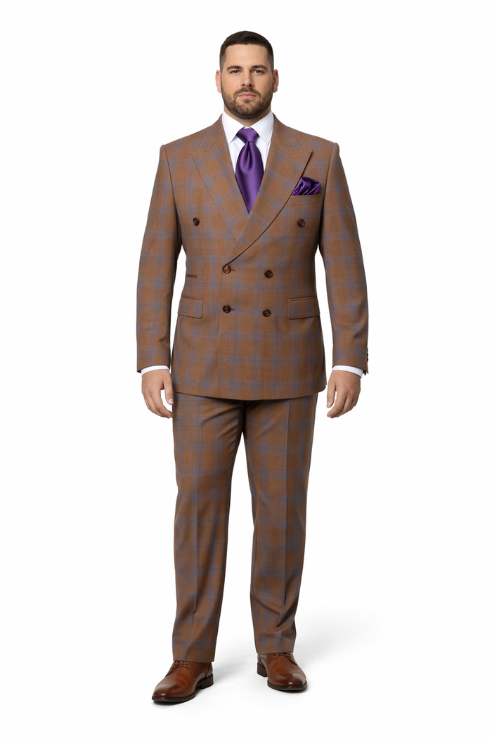 Chestnut Royale Plaid Double-Breasted 3-Piece Signature Suit