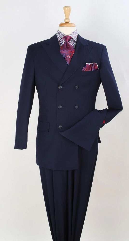 Apollo King Men's 2pc Double Breasted Suit Wide Peak Lapel