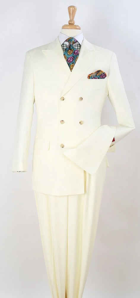 Apollo King Men's 2pc Double Breasted Suit Wide Peak Lapel