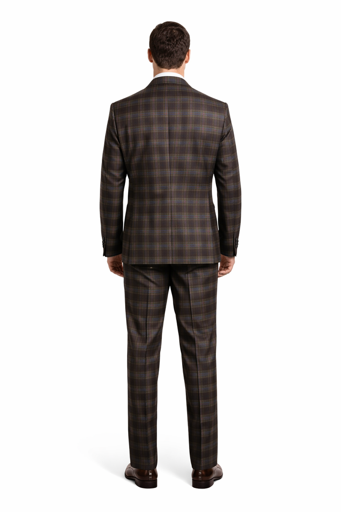 Brown & Blue Highland Plaid 3-Piece Tailored Heritage Suit