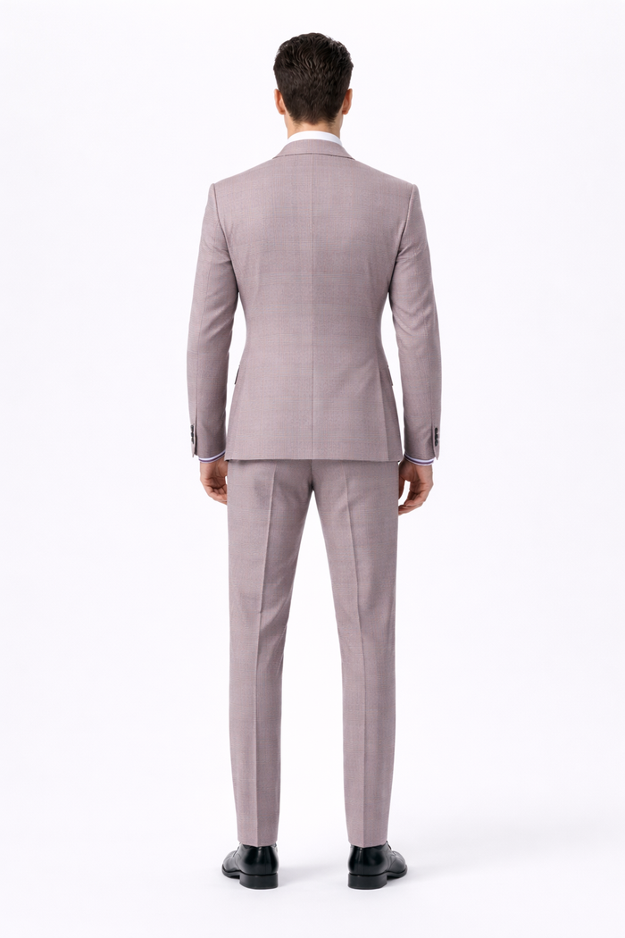 Houndstooth Suit - 100% Wool Fabric Suit - Business Suits - Vested Peak Lapel Suit