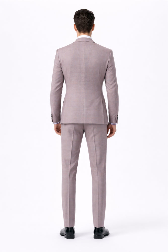 Houndstooth Suit - 100% Wool Fabric Suit - Business Suits - Vested Peak Lapel Suit