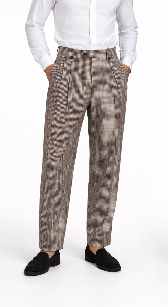 Houndstooth Wide Leg Pants Wide leg Pants Plus Matching Double Breasted Vest 100% Wool - Black and White Checker