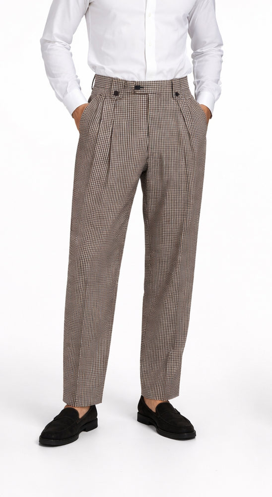 Houndstooth Wide Leg Pants Wide leg Pants Plus Matching Double Breasted Vest 100% Wool - Black and White Checker