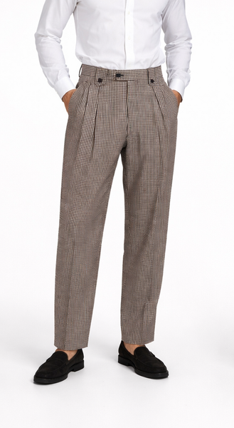 Houndstooth Wide Leg Pants Wide leg Pants Plus Matching Double Breasted Vest 100% Wool - Black and White Checker