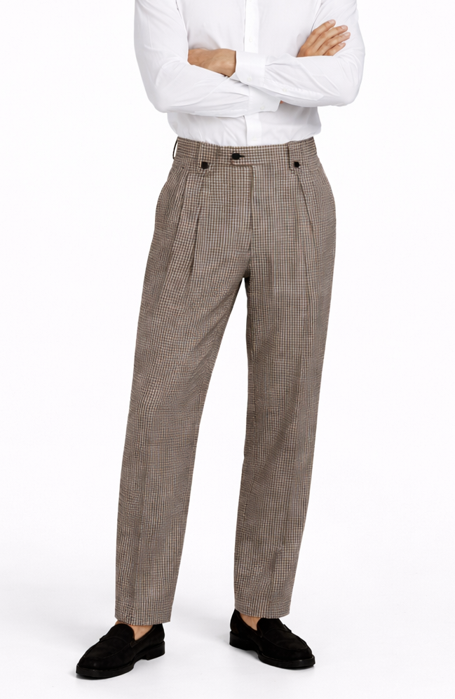 Houndstooth Wide Leg Pants Wide leg Pants Plus Matching Double Breasted Vest 100% Wool - Black and White Checker