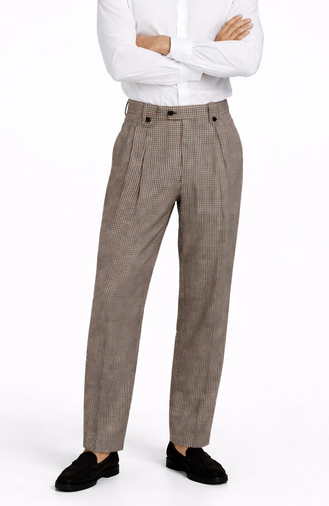 Houndstooth Wide Leg Pants Wide leg Pants Plus Matching Double Breasted Vest 100% Wool - Black and White Checker