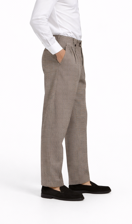 Houndstooth Wide Leg Pants Wide leg Pants Plus Matching Double Breasted Vest 100% Wool - Black and White Checker