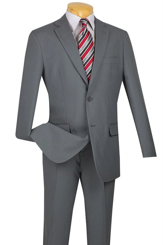 Apollo King Light Grey Poplin Suit - Modern Fit Two Button