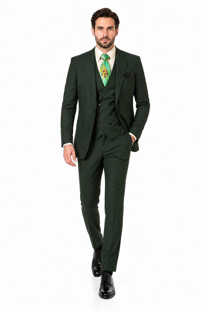 Rossi Man ELI RM117 Hunter Green 3-Piece Suit – Classic Men’s Formalwear