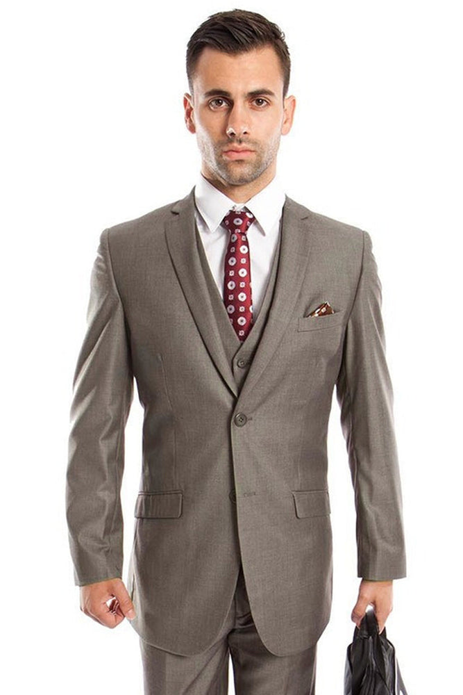 Men's Slim Grey Wedding Suit by Tazzio Suits