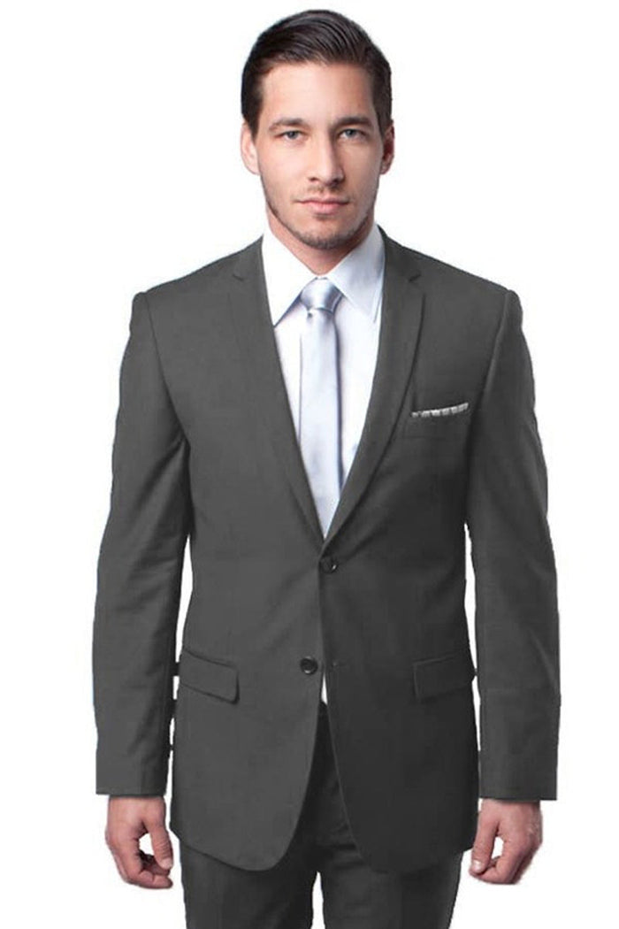 Men's Grey Slim Fit Wedding Suit by Tazzio Suits