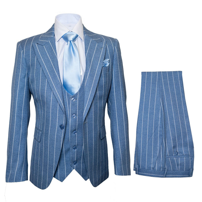 Icecrest Blue Pinstripe 3-Piece Elite Suit by Rossiman
