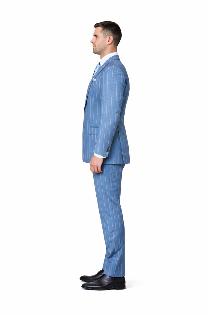 Icecrest Blue Pinstripe 3-Piece Elite Suit by Rossiman
