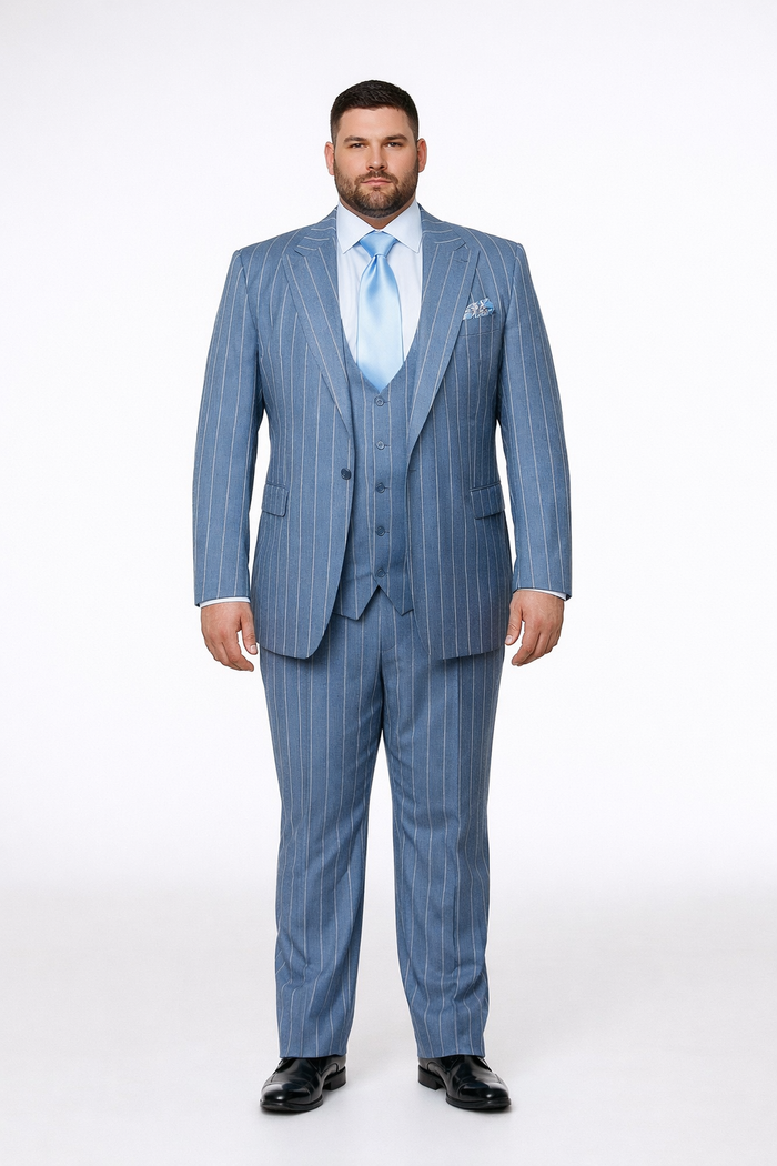 Icecrest Blue Pinstripe 3-Piece Elite Suit by Rossiman