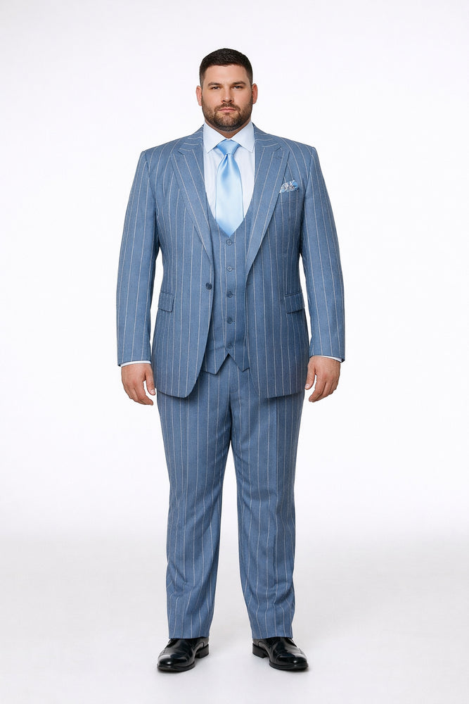 Icecrest Blue Pinstripe 3-Piece Elite Suit by Rossiman