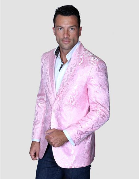 Men's Blazer Floral Satin Shiny Fashion Blazer Dinner Jacket Paisley Sport Coat Flashy Stage Fancy Party Prom 2026
