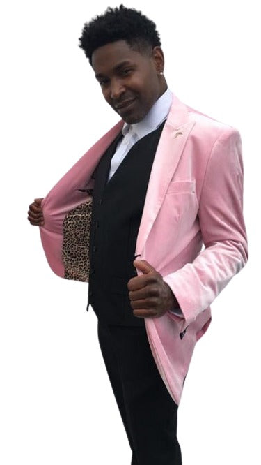 Men's Wedding / Prom 2026 Slim Fit Blazer Pink Velvet Sport Coat