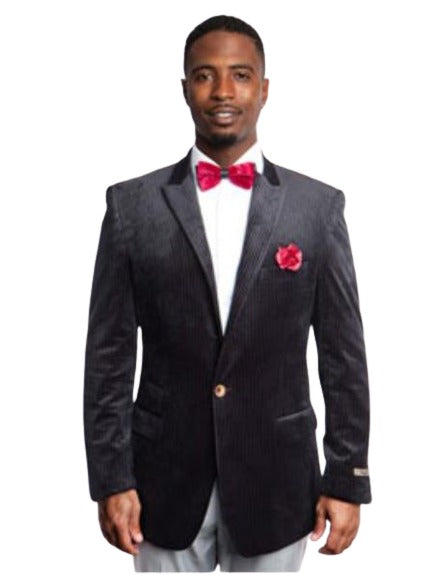Men's Black Fashion Peak Lapel Velvet Sport Coat velour Men's blazer Jacket