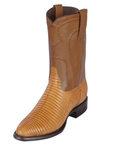 Los Altos Boots Men's Lizard Teju Roper Western Boots Honey