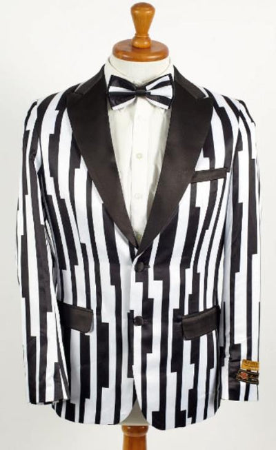 Black and White Striped Blazer Mens