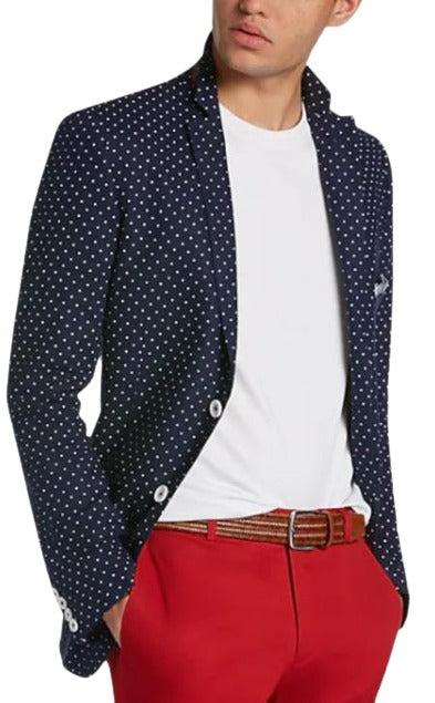 Polka Dot Mens Blazer - Black and White Sport Coat