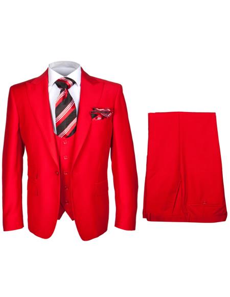 Rossiman Men’s Red Slim Fit Suit | Stylish Double-Breasted Jacket – Italian Tailored 3-Piece Luxury Suit for Men
