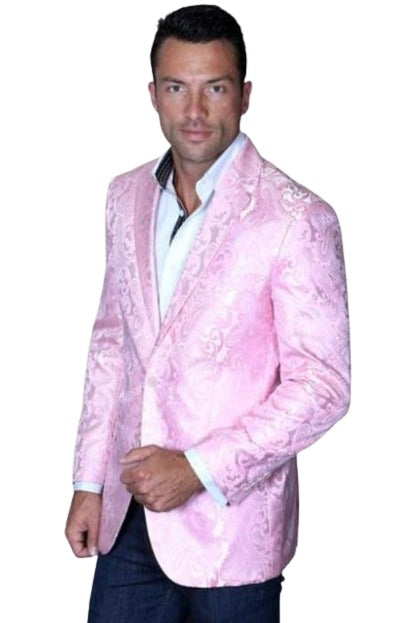 Pink Paisley Blazer - Mens Prom 2026 Tuxedo Jacket - Big and Tall Sport Coat