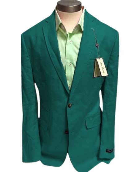Mens Linen Blazer - Agursta Green Linen Sport Coat - Summer Blazer