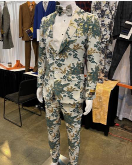 White and Gold Prom 2025 Suits - Gold Tuxedo Jacket