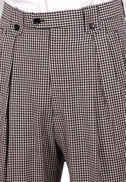 Houndstooth Wide Leg Pants Wide leg Pants Plus Matching Double Breasted Vest 100% Wool - Black and White Checker