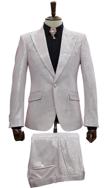 Giovanni Testi Suits - Giovanni Tuxedo Sequin Suit - Shiny Tuxedos - Prom 2026 and Wedding Suit - LPink
