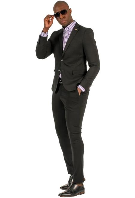 Gianni Testi Suit - Ultra Slim Suit - Stretch Fabric Suit Black