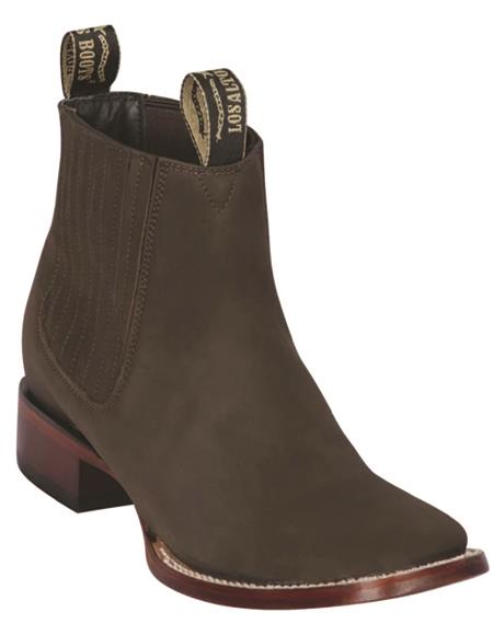 Brown Ankle Square Toe Boots