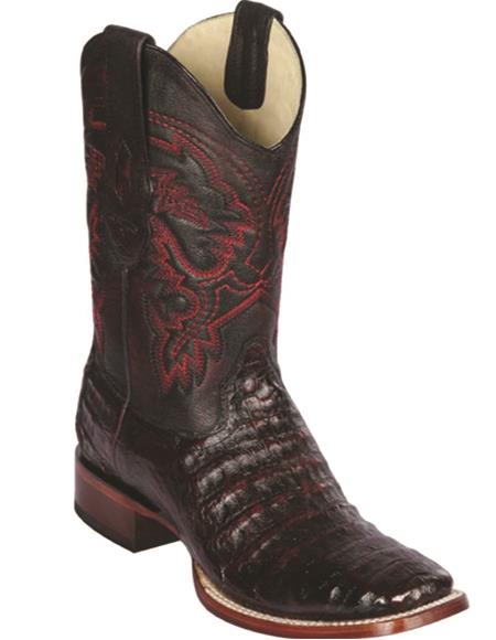 Caiman Square Toe Boots Black Cherry