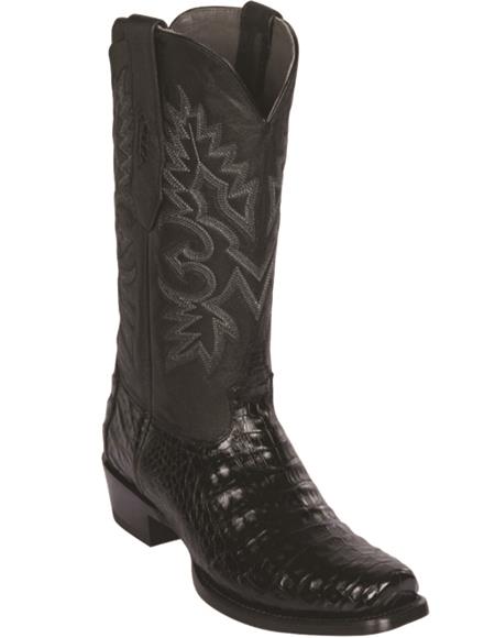 Black Caiman Belly 7-Toe Mens Western Boot